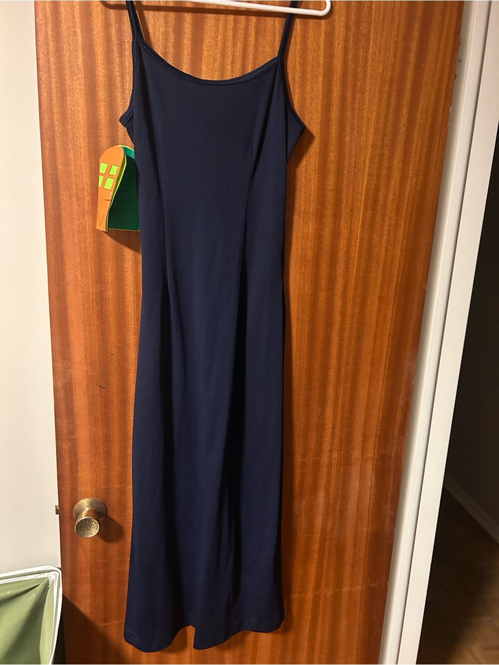 Classic Navy Maxi Slip Dress with Spaghetti Straps